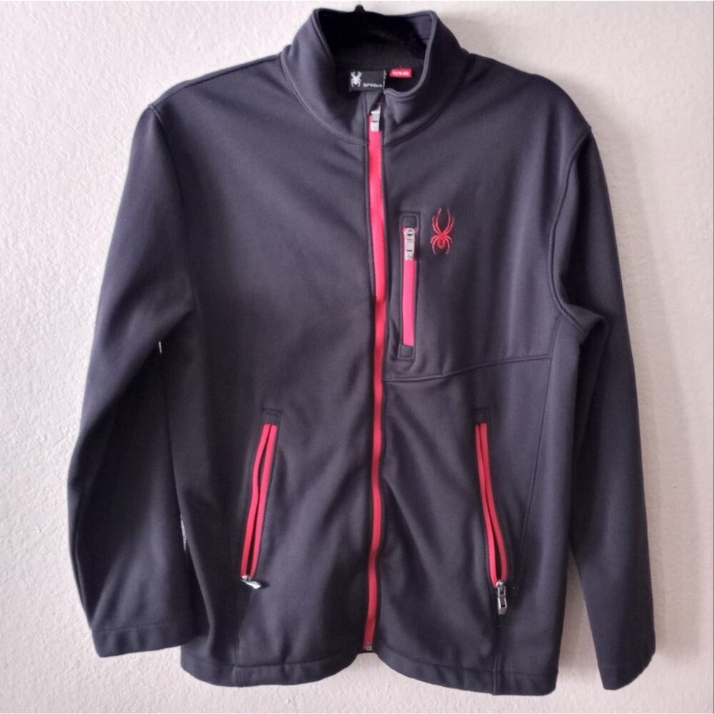 Spyder Youth Lightweight Windbreaker Black Jacket with Red Trim XL